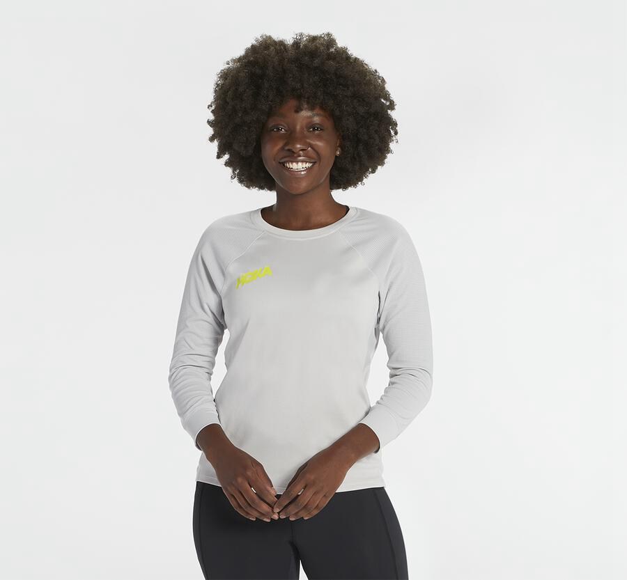 Hoka One One Top Dame - Performance 3/4 Sleeve - Hvide - 864215ONQ